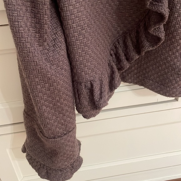 Decree Ruffled Basketweave Jacket Size XL Juniors Fits like Womens S Color Taupe - Picture 4 of 12